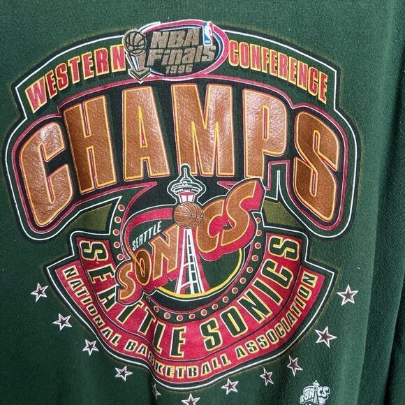 Vintage 90s Seattle SuperSonics Sonics Champs NBA Finals Sweatshirt Crewneck XL - Picture 2 of 4